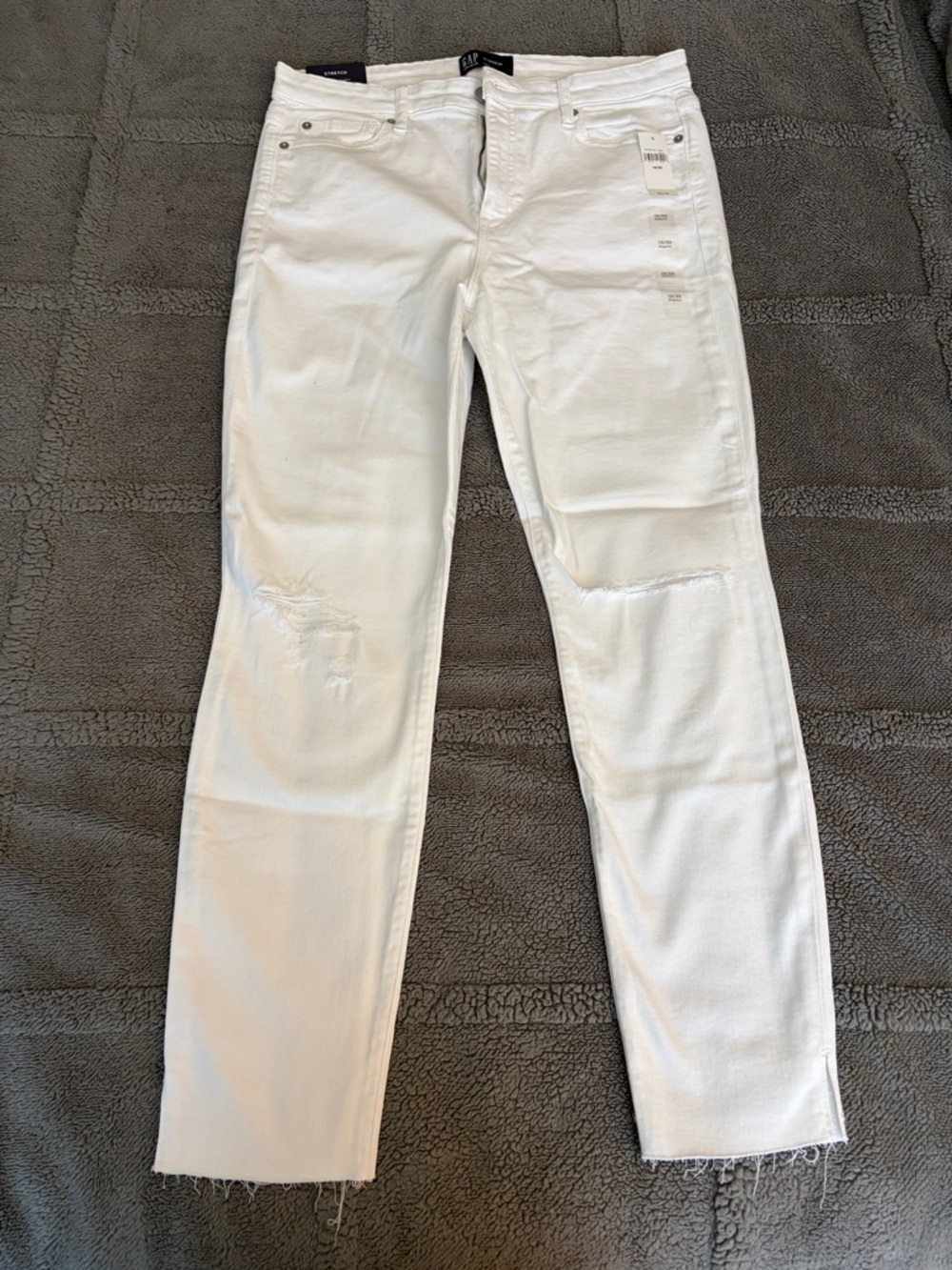 GAP White Women's Straight-Leg Jeans with Subtle Distressing